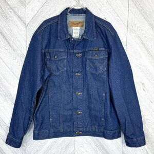 Vintage Wrangler Denim Jean Jacket Mens Large TALL LT Trucker Western Cowboy